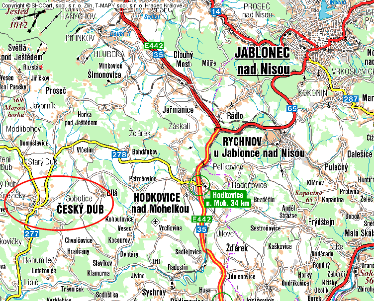 český dub mapa ZÁMEK V ČESKÉM DUBU   Lužické hory a Liberecko   Historické  český dub mapa