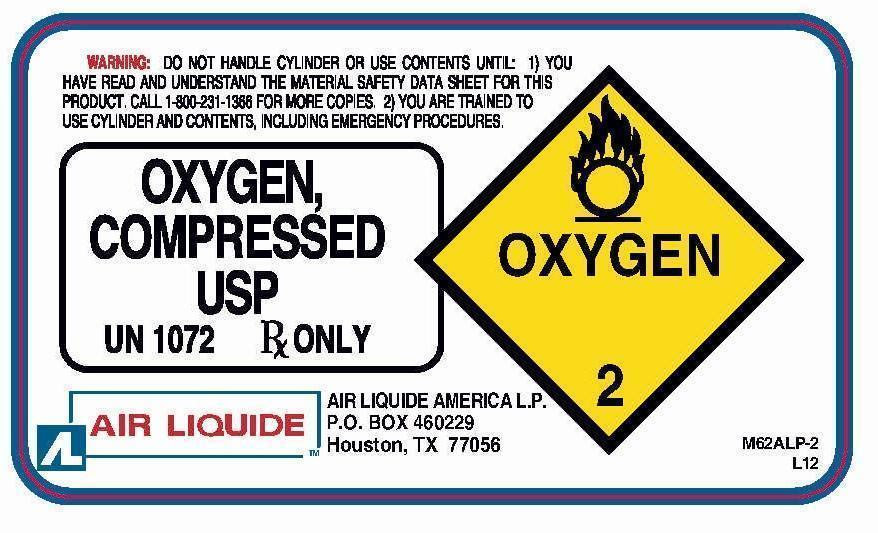 Medical oxygen cylinder labels