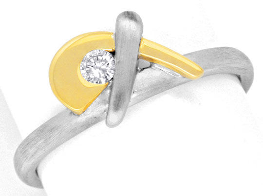 Original-Foto 2, BRILLANTRING GELBGOLD WEISSGOLD 18K TOP-DESIGN SHOP NEU, S6715