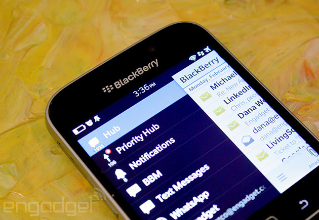 The hub on a BlackBerry Classic