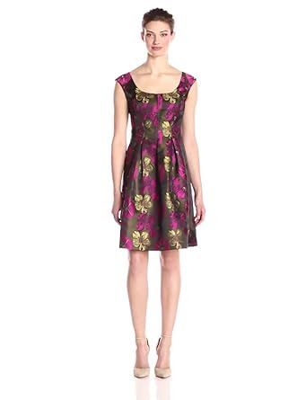 Nine West Women's Woven Cap Sleeve Pleated Dress at Amazon Womenâs ...