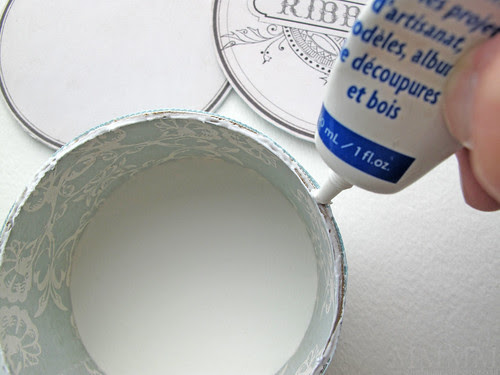 Step 20) Add a bead of glue to the bottom of each ribbon ring