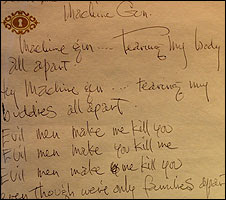 Jimi Hendrix's handwriting