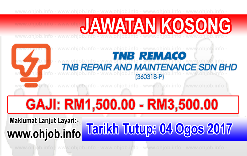 Jawatan Kerja Kosong TNB Repair and Maintenance Sdn Bhd logo www.ohjob.info ogos 2017