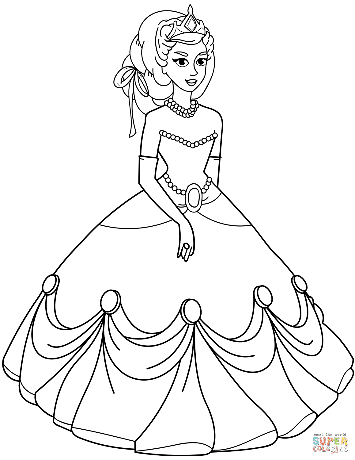Princess in Ball Gown Dress coloring page Free Printable Princess in Ball Gown Dress coloring page Free Printable