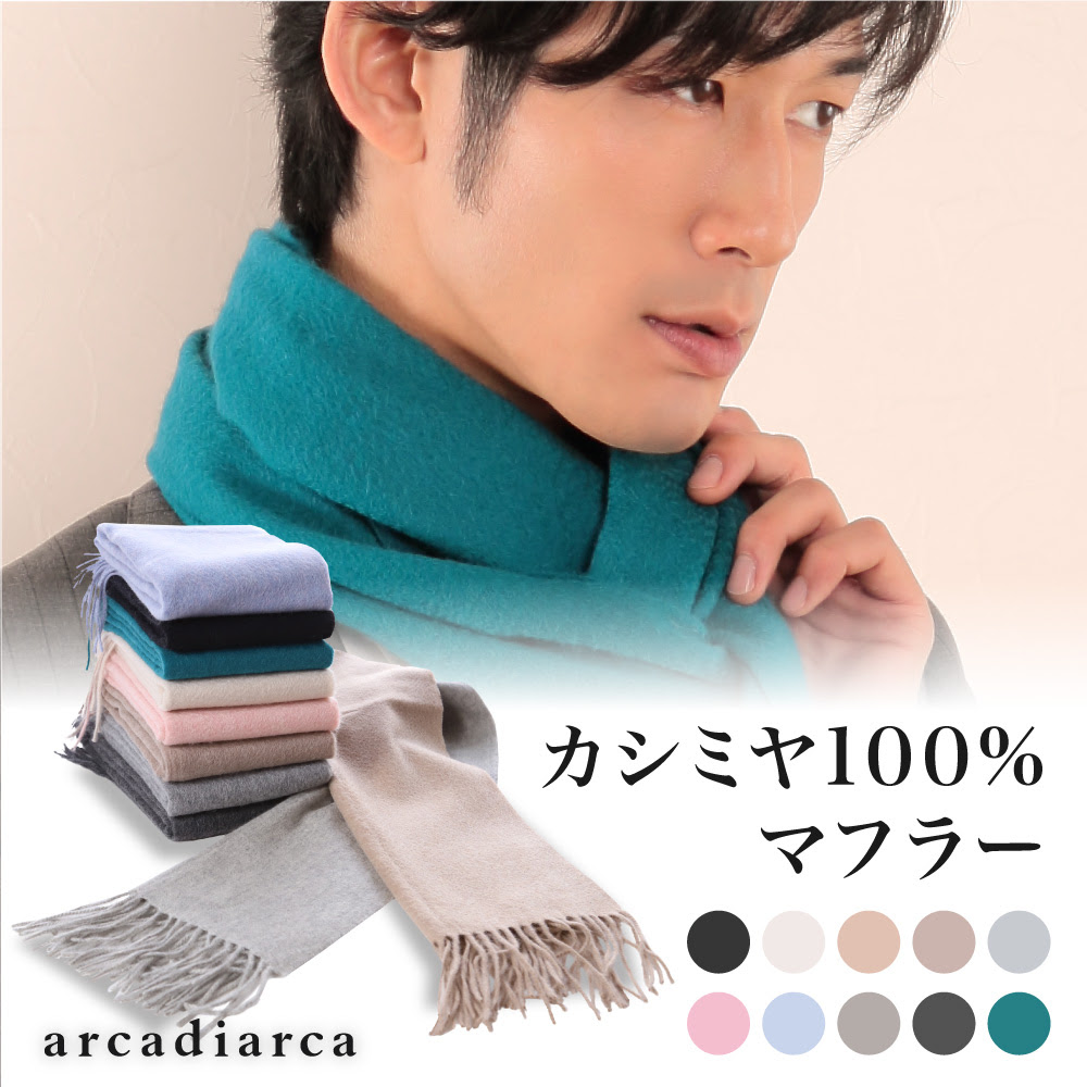 カシミヤ100 織物無地マフラー メンズ フリーサイズ カシミヤ マフラー カシミヤ100 カシミア 男 防寒 薄手 大判マフラー ギフト プレゼント Arcadiarca 送料無料 在庫限り 雑貨 小物 その他 すててこねっと