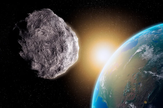 Top Story Image - illustration showing an asteroid approaching Earth
