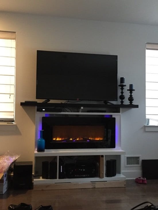 Custom built-in fireplace surround with mantel