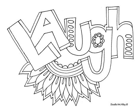word coloring pages doodle art alley