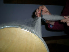 6 ~ Pull fiber through the diz
