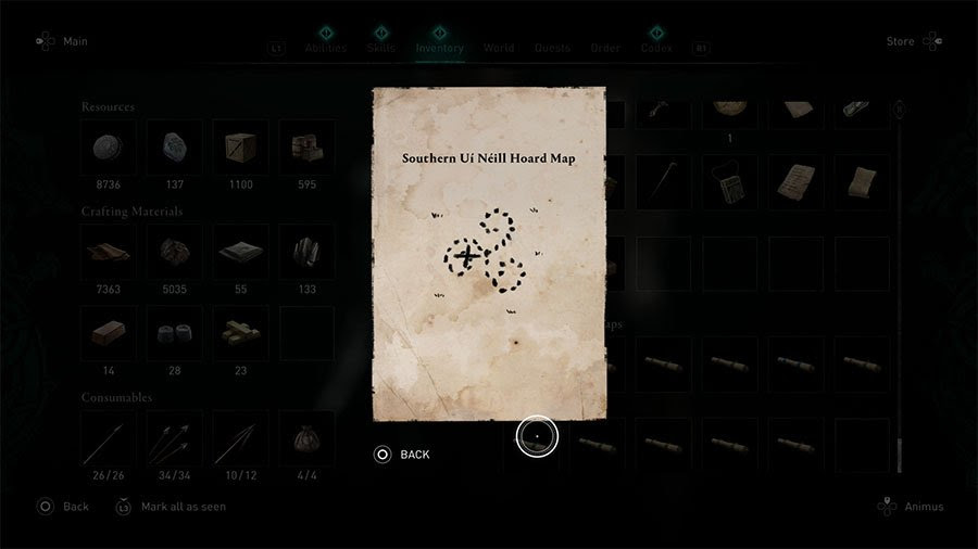 Assassin's Creed Valhalla Southern Ui Neill Treasure Hoard Map Guide