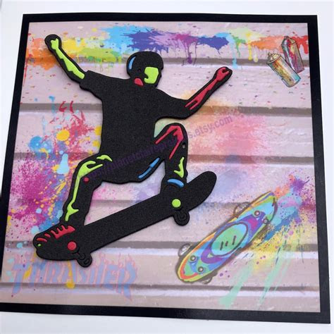  skateboard birthday card all occasions skateboard card etsy