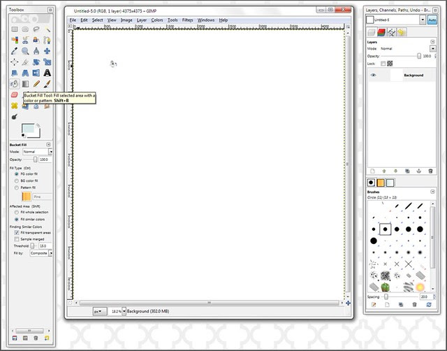 11 select bucket tool and click on it to fill your document with colour