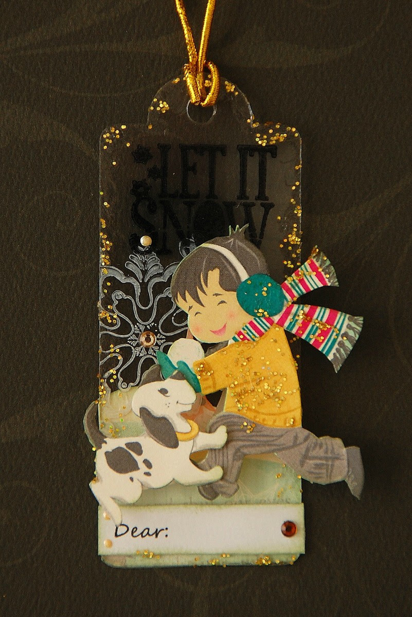 Acrylic Christmas Gift Tags by Irene Tan using BoBunny Candy Cane Lane Collection