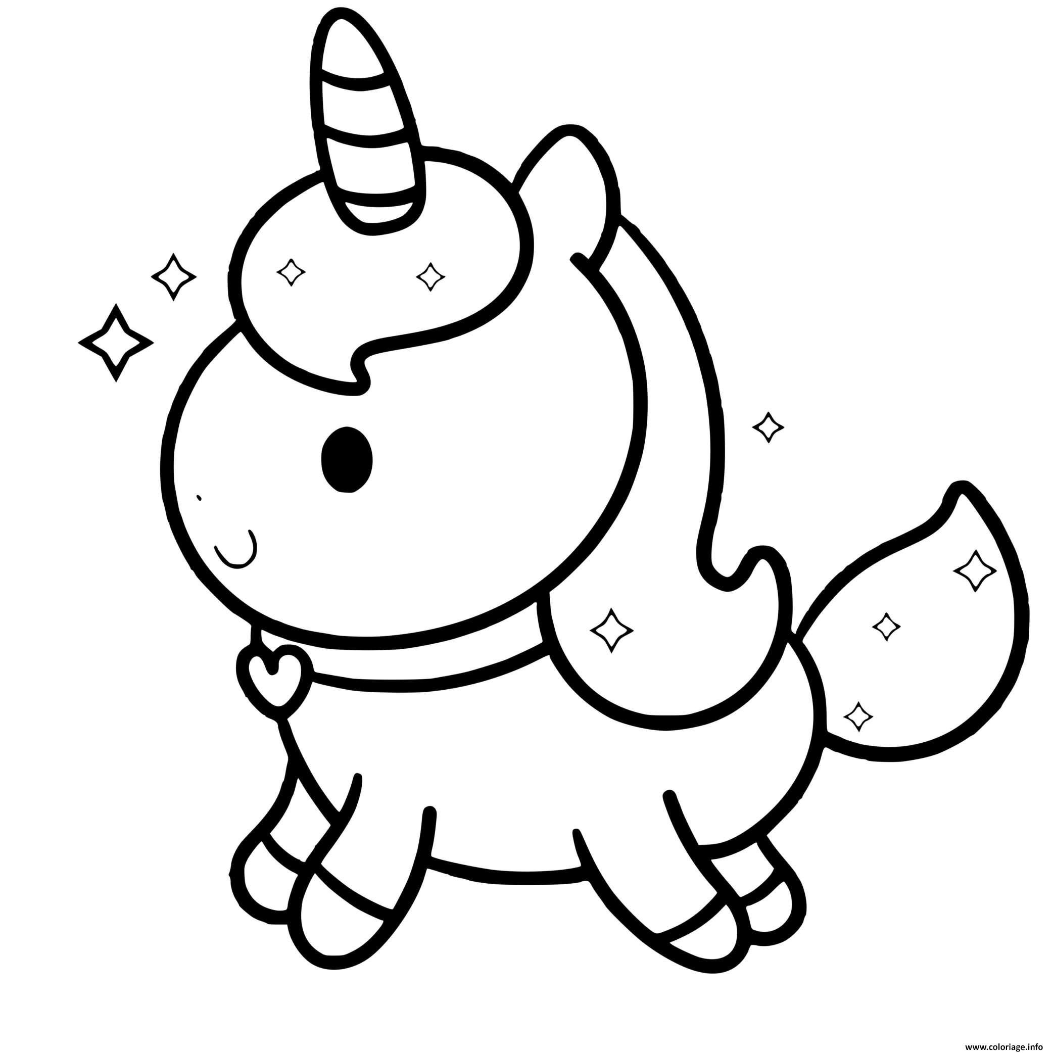 Coloriage licorne kawaii au galop JeColorie com Coloriage licorne kawaii au galop JeColorie com