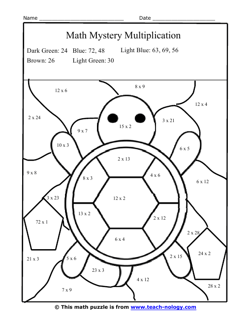 2nd grade multiplication color by number - Clip Art Library
