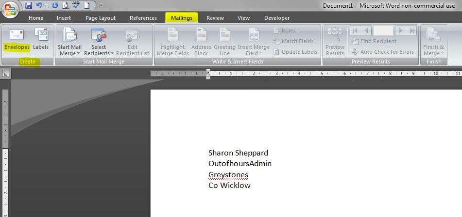 How to print addresses onto envelopes using Word 2007 ...
