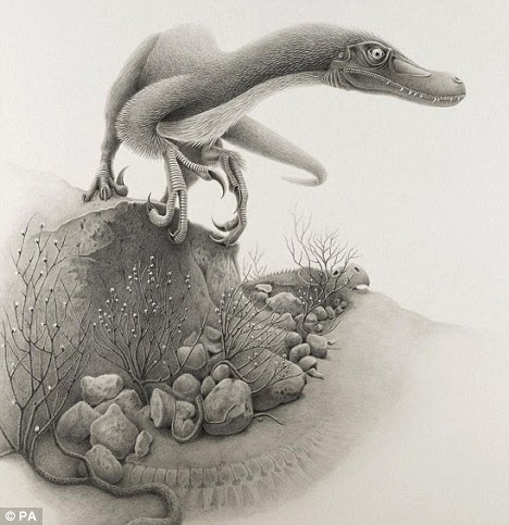 Agile: Seorang seniman's kesan tentang bagaimana delapan kaki dinosaurus dengan panjang sabit-seperti cakar akan tampak