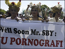 A protest against the anti-pornography bill in Denpassar, Bali - 23/09/2008