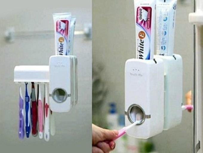 Automatic Toothpaste Dispenser & Brush Holder Touch tooth brush bath