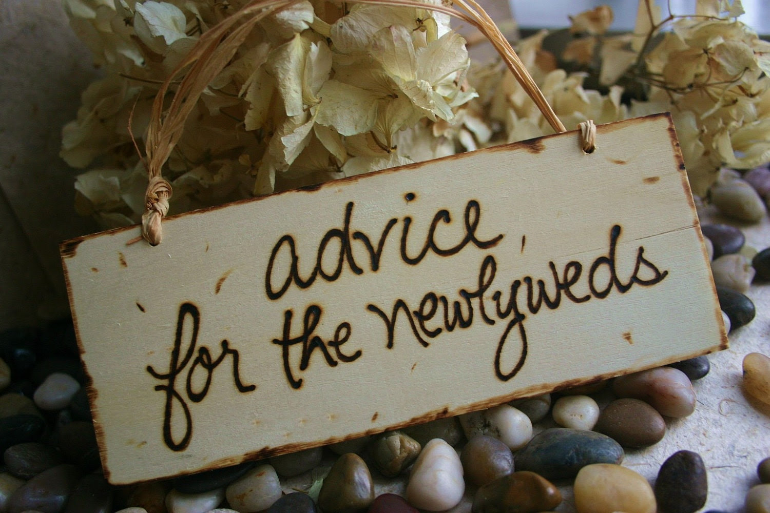 Photo Prop Rustic Wedding Decoration Wood Sign for your Guest Book or Photo Booth - Advice for the Newlyweds