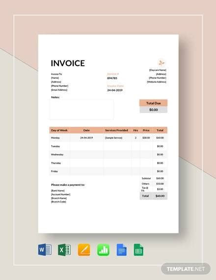  daycare invoice template word lettinggoisflying blog