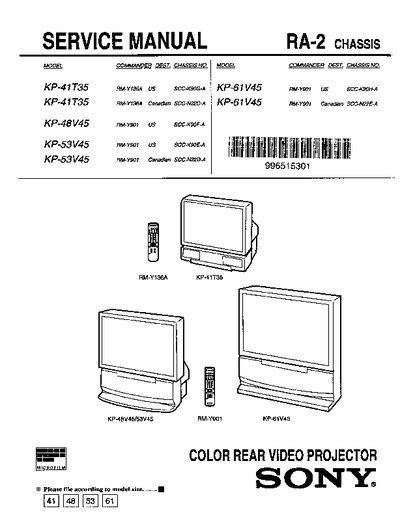 PDF Sony Kp 53s76 Color Rear Video Projector Service Manual
