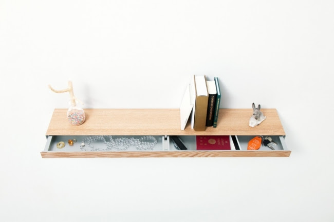  Wall shelf with a secret compartment Torafu designer japan 