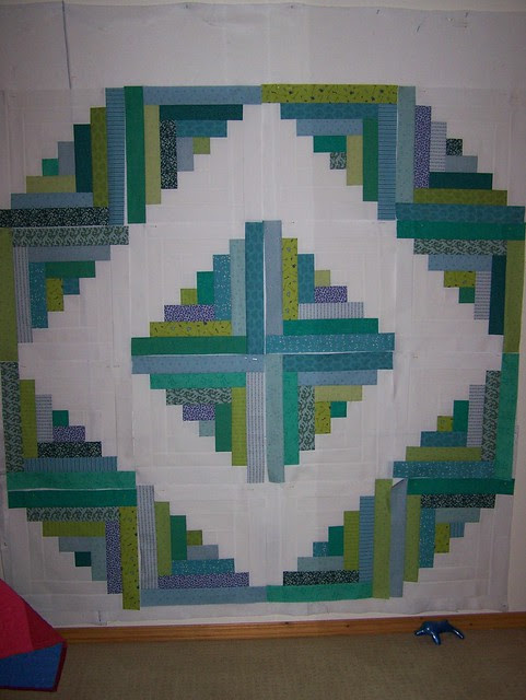 Blue Greens Log Cabin Blocks