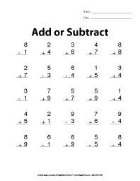 Math worksheets first grade addition and subtraction