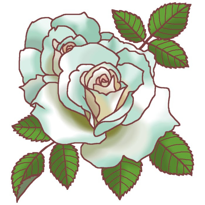 マーガレット メリル カラー バラの花1 ばらのイラスト 花のイラスト素材 お花と季節のお礼状 ばら バラ 薔薇 Rose
