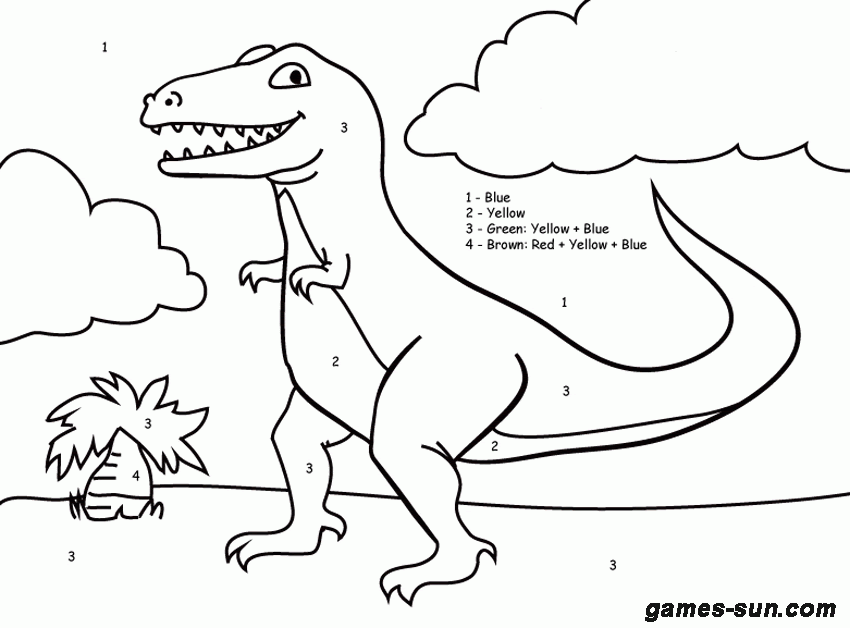 Dinosaur Color By Number Coloring Home