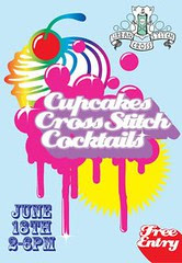 cupcakes cross stitch and cocktails poster