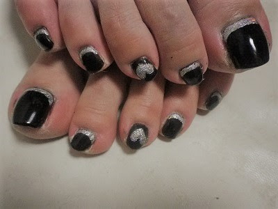 黒シルバーフットネイル 上田市自宅ネイル L Oiseau Bleu