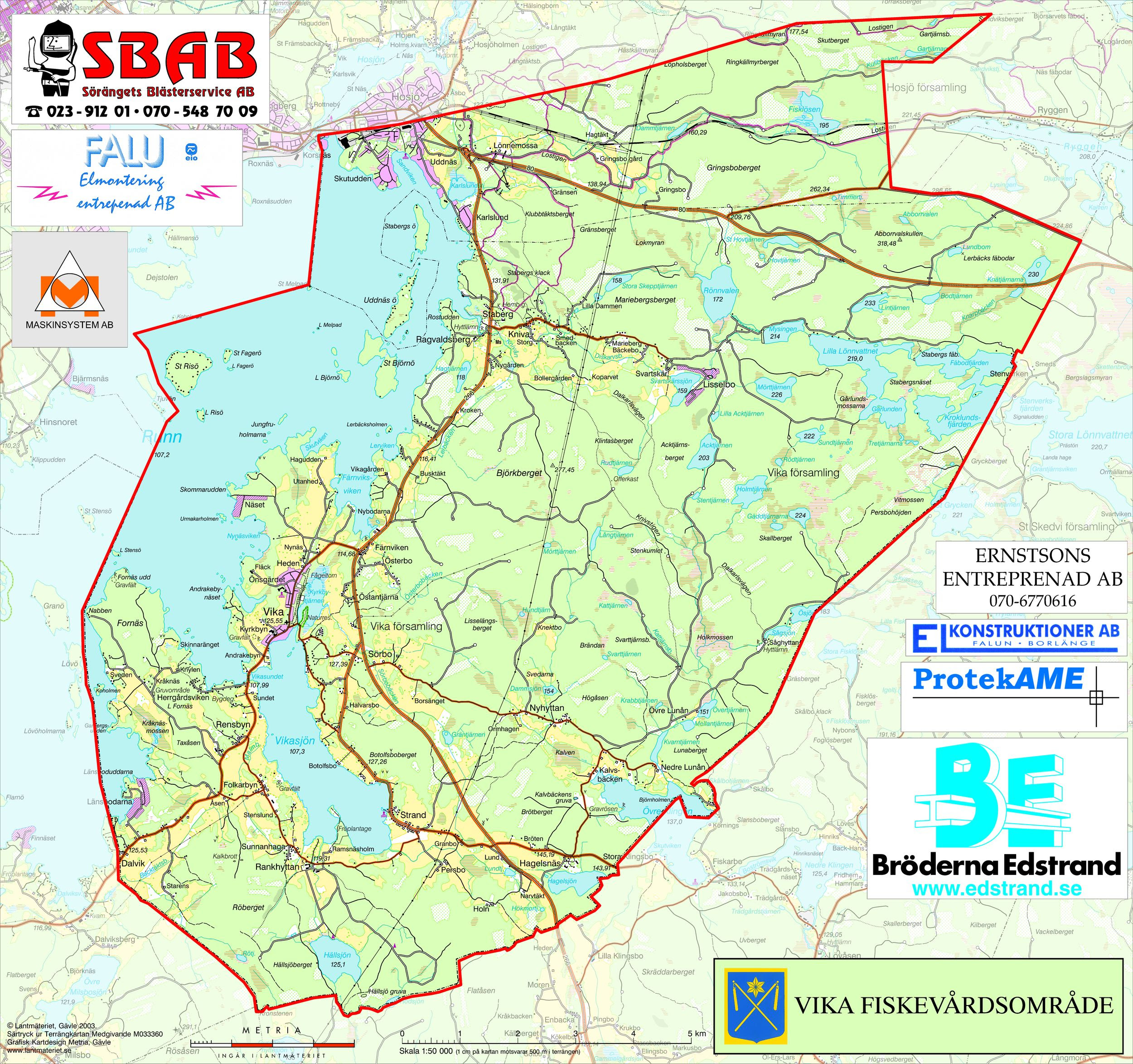 Karta över fiskeområdet Vika FVOF