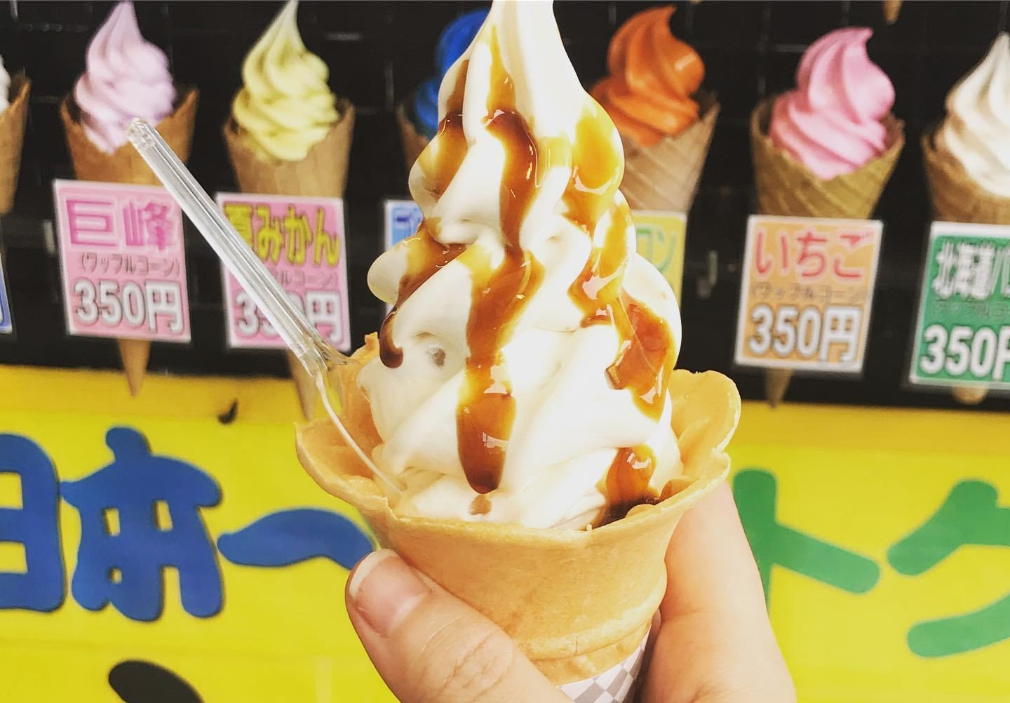 錦帯橋と面白い味のアイス Wa Sa Bi