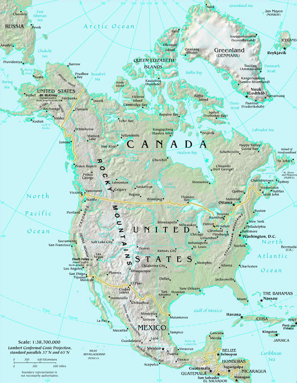 Map Of The World North America Map of North America map