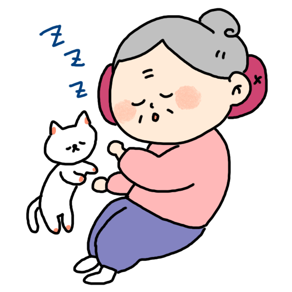 昼寝するおばあちゃんのイラスト かわいいフリー素材が無料のイラストレイン