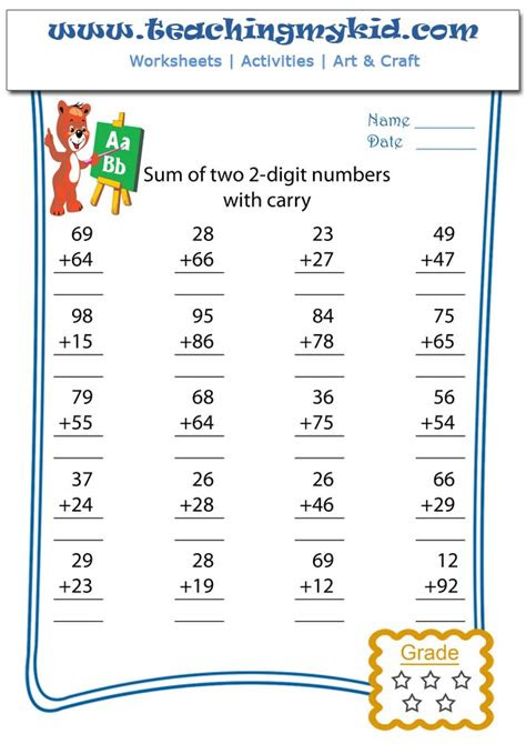 Practice add 1 to other numbers up to 10 with pics with this free printable math worksheet. kindergarten math worksheets sum of two 2 digits numbers with carry 4