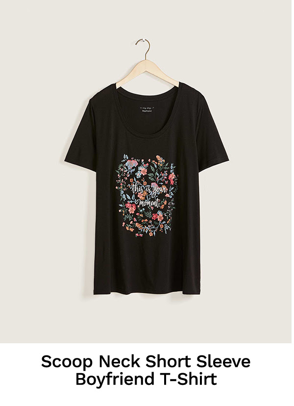 Scoop Neck Short Sleeve Boyfriend T-shirt