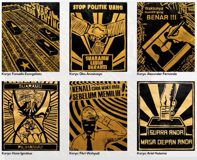 Poster Pemilu dengan menggunakan teknik cetak tinggi Poster Pemilu dengan menggunakan teknik cetak tinggi