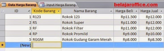Database Harga Barang