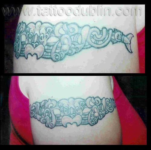 mayan black and shade armband tattoo by dublin ireland tattoo artist 'Pluto'