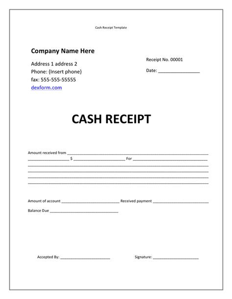  cash receipt template doc template business format cash receipts