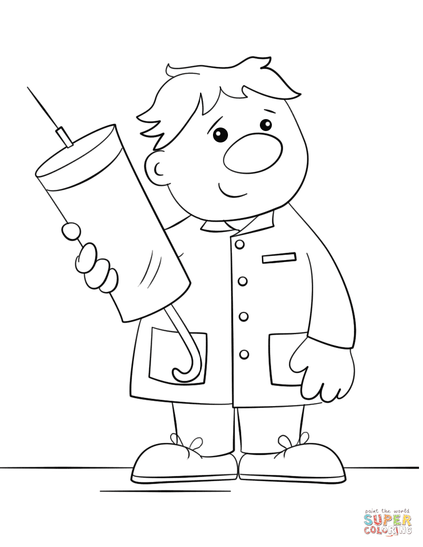 Cartoon Doctor with a Syringe