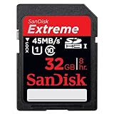 SanDisk Extreme 32 GB SDHC Class 10 UHS-1 Flash Memory Card 45MB/s SDSDX-032G-AFFP