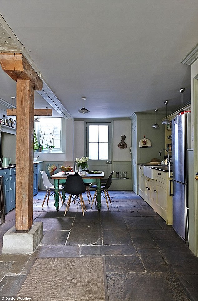 Georgian kitchen in Farrow and Ball Blue Gray on Modern Country Style