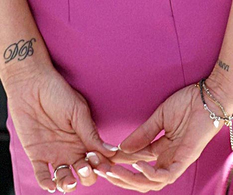 Before: Posh's wrist before she added another tattoo