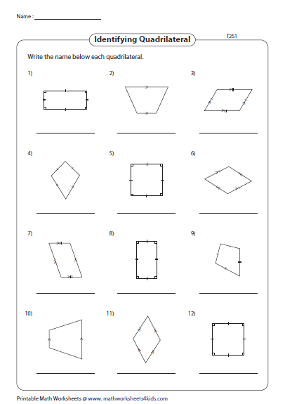 Quadrilateral Worksheets