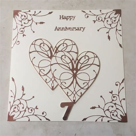 Handmade Copper Wedding Anniversary Card Happy 7th Wedding  